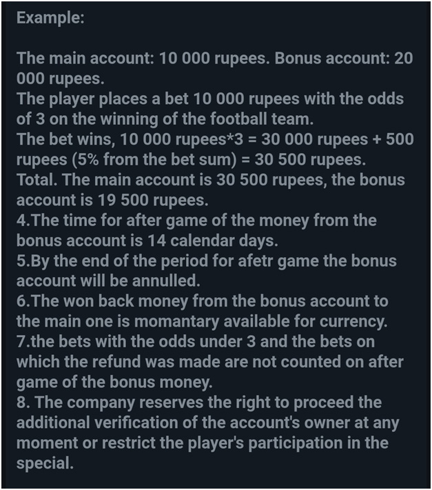 Example of wagering a welcome bonus