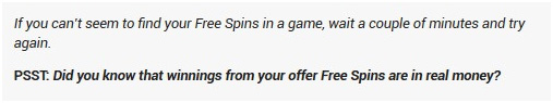 Picture 11. An explanation of the use of free spins.